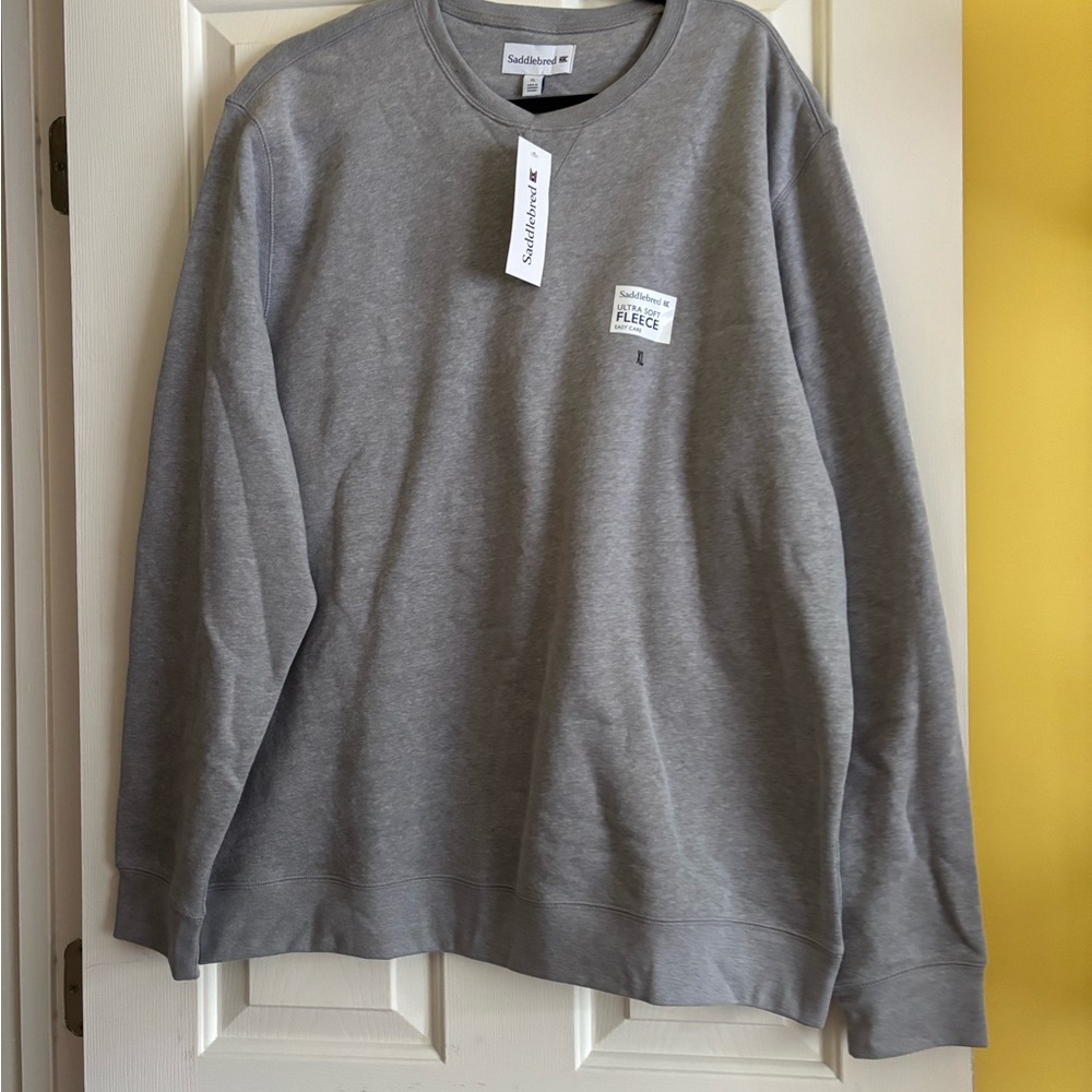 Saddlebred Gray Crewneck Sweater with Ribbed Cuffs